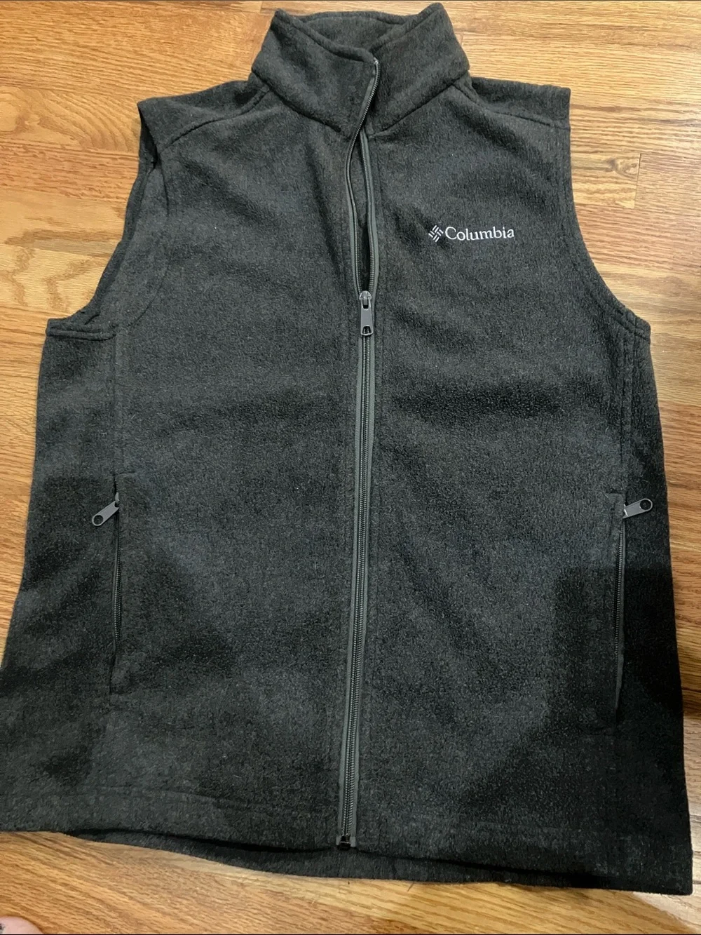Columbia Mens Gray Fleece Vest - Full Zip Sz S EUC